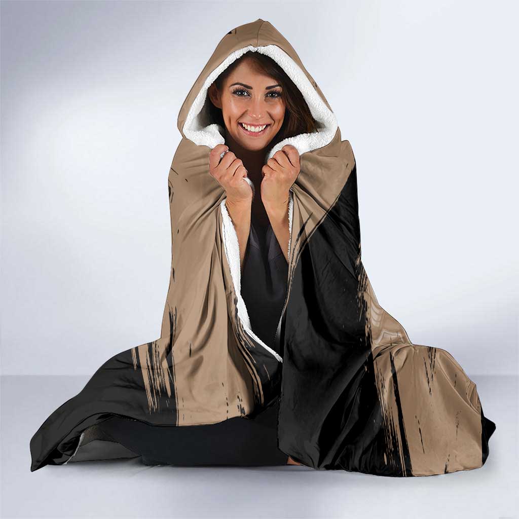 Mumen Rider One Punch Man Anime Brown and Black Hooded Blanket with Bicycle Hero Pose and Inspirational Determination Design - The Mazicc