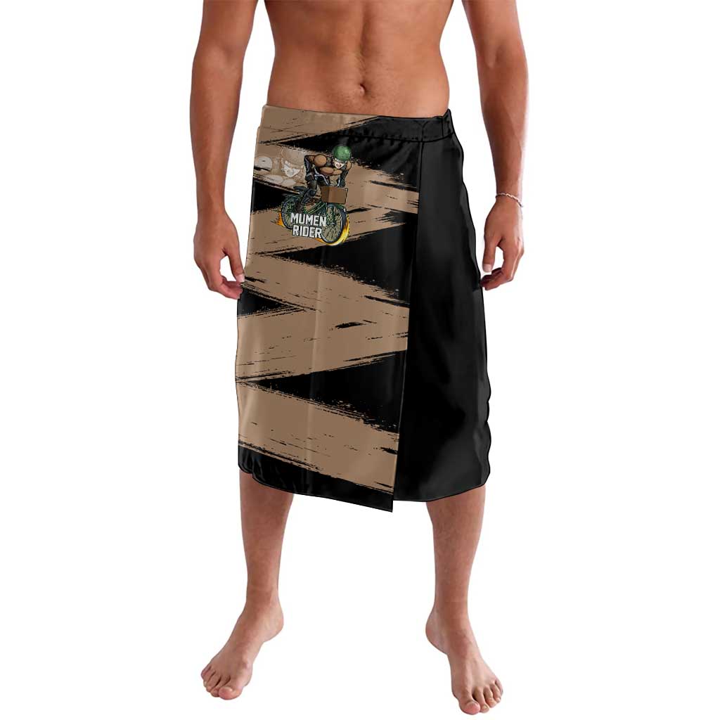 Mumen Rider One Punch Man Anime Brown and Black Lavalava with Bicycle Hero Pose and Inspirational Determination Design - The Mazicc