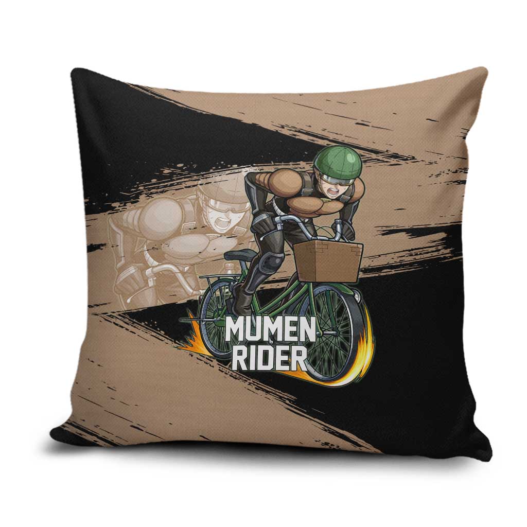 Mumen Rider One Punch Man Anime Brown and Black Pillow Cover with Bicycle Hero Pose and Inspirational Determination Design - The Mazicc