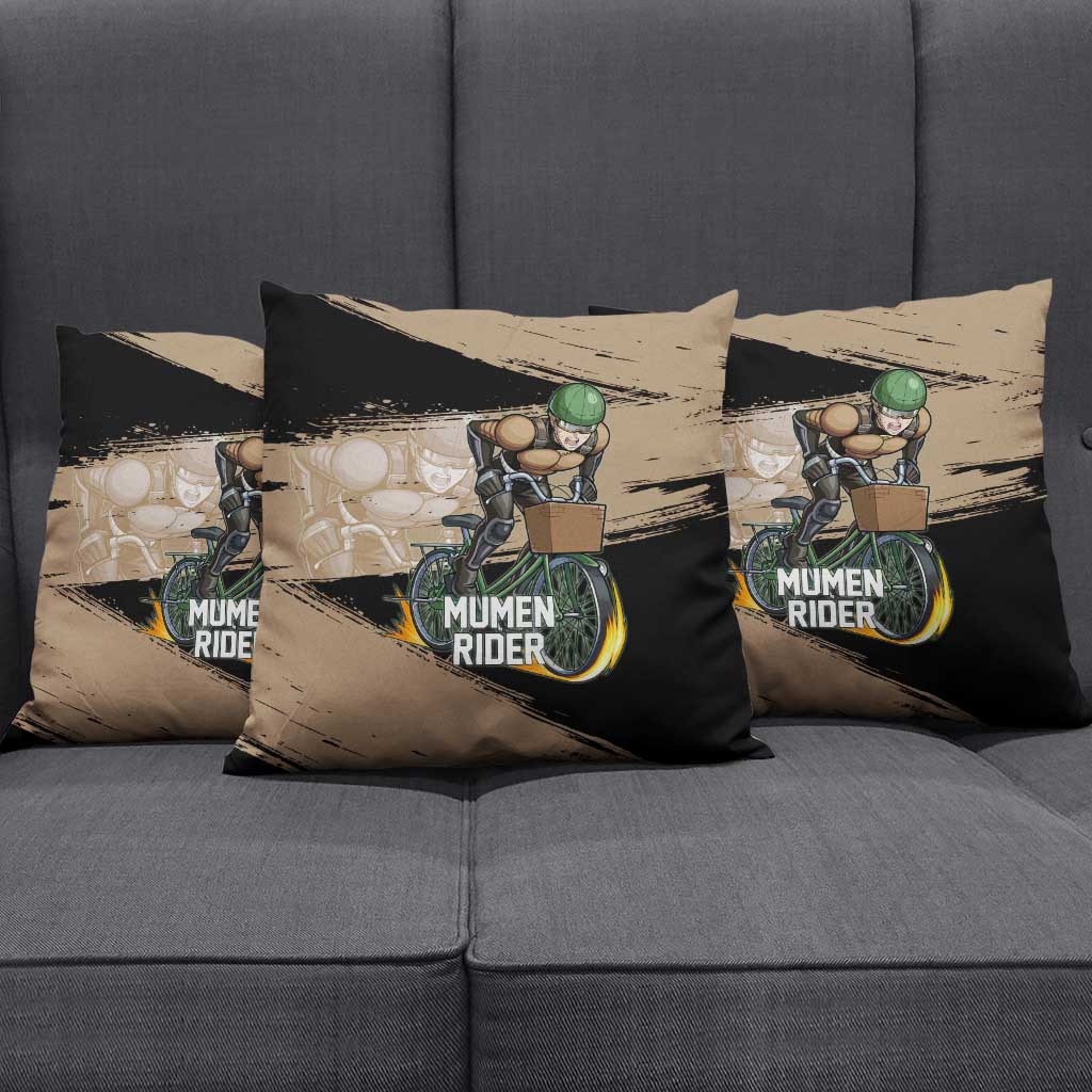 Mumen Rider One Punch Man Anime Brown and Black Pillow Cover with Bicycle Hero Pose and Inspirational Determination Design - The Mazicc