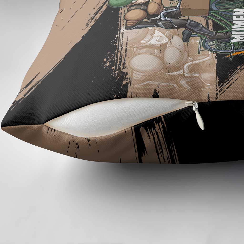 Mumen Rider One Punch Man Anime Brown and Black Pillow Cover with Bicycle Hero Pose and Inspirational Determination Design - The Mazicc
