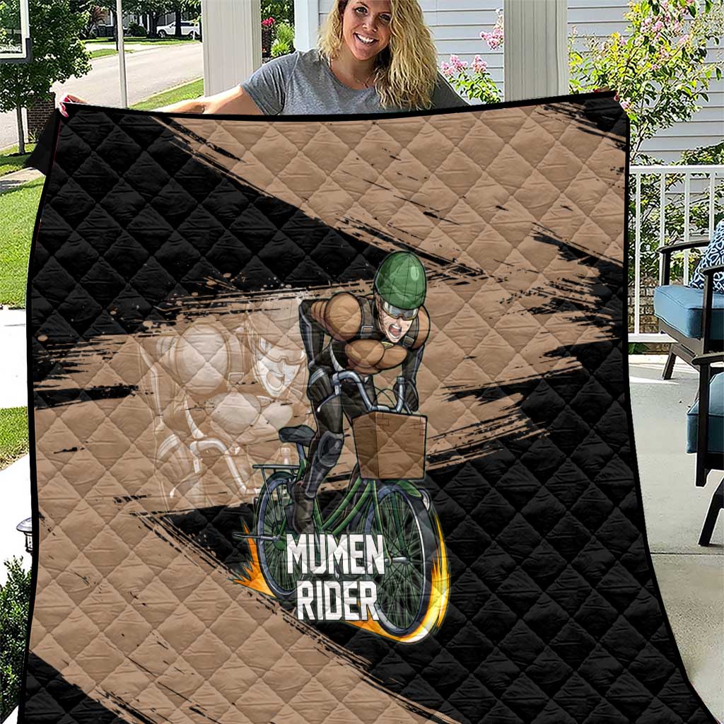 Mumen Rider One Punch Man Anime Brown and Black Quilt with Bicycle Hero Pose and Inspirational Determination Design - The Mazicc