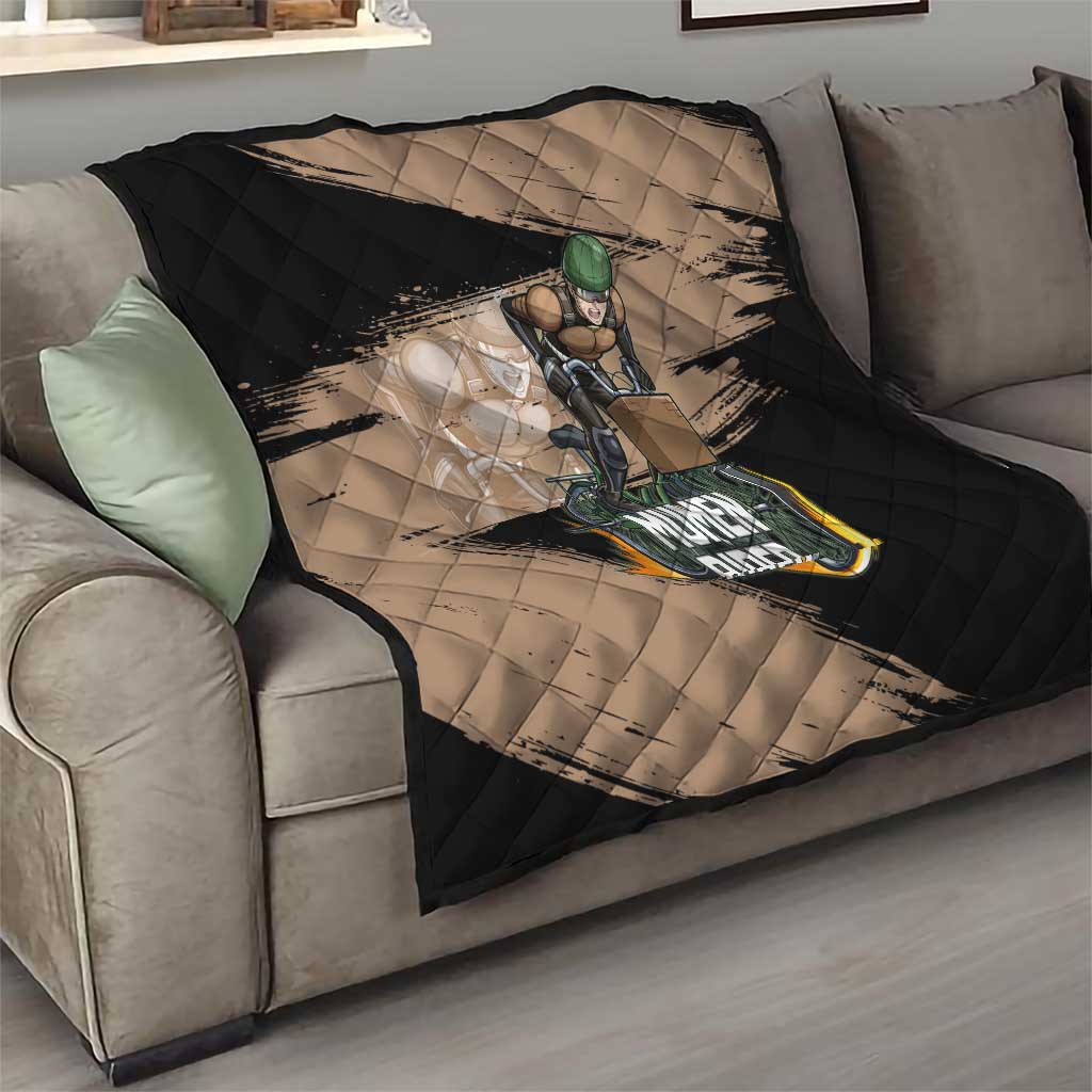 Mumen Rider One Punch Man Anime Brown and Black Quilt with Bicycle Hero Pose and Inspirational Determination Design - The Mazicc