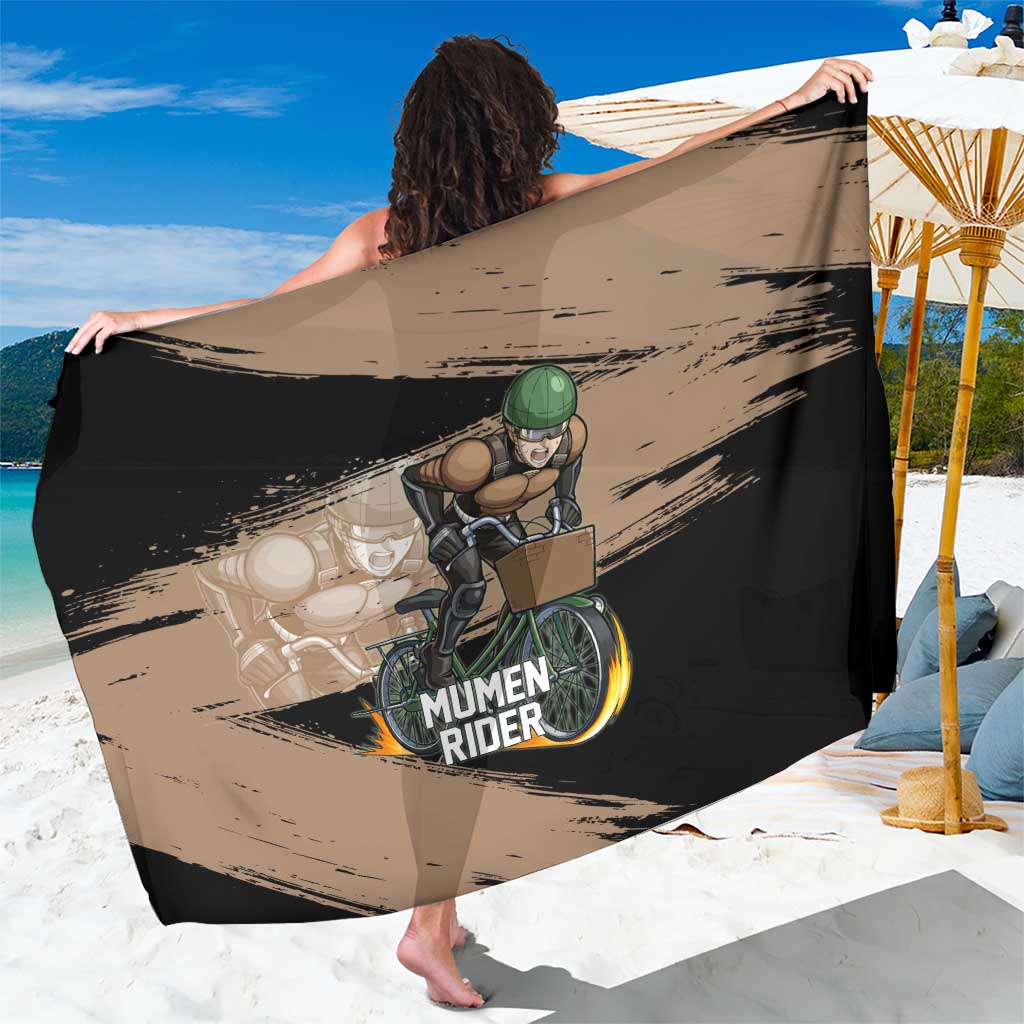 Mumen Rider One Punch Man Anime Brown and Black Sarong with Bicycle Hero Pose and Inspirational Determination Design - The Mazicc