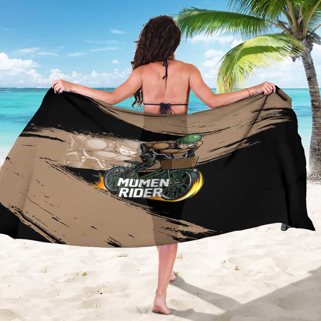 Mumen Rider One Punch Man Anime Brown and Black Sarong with Bicycle Hero Pose and Inspirational Determination Design - The Mazicc