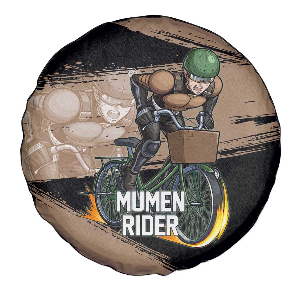 Mumen Rider One Punch Man Anime Brown and Black Spare Tire Cover with Bicycle Hero Pose and Inspirational Determination Design - The Mazicc