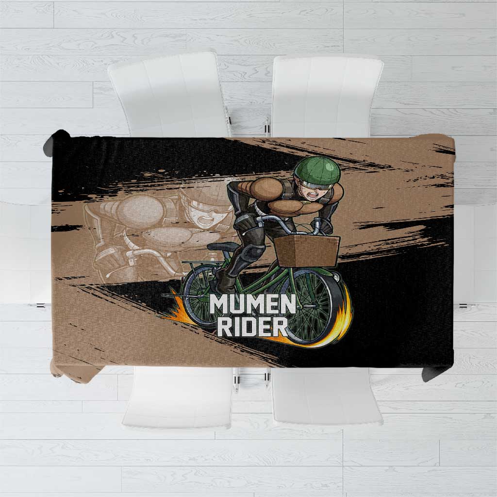 Mumen Rider One Punch Man Anime Brown and Black Tablecloth with Bicycle Hero Pose and Inspirational Determination Design - The Mazicc