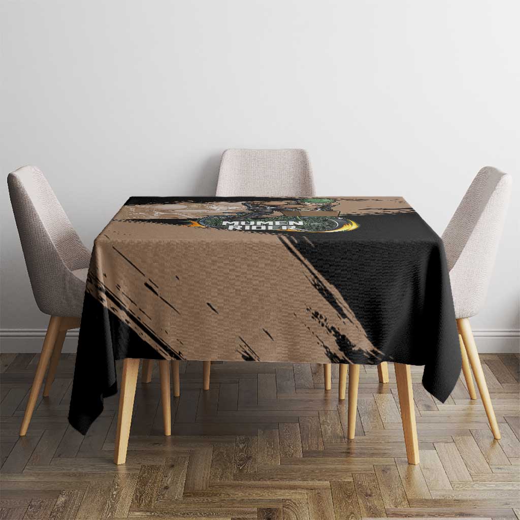 Mumen Rider One Punch Man Anime Brown and Black Tablecloth with Bicycle Hero Pose and Inspirational Determination Design - The Mazicc