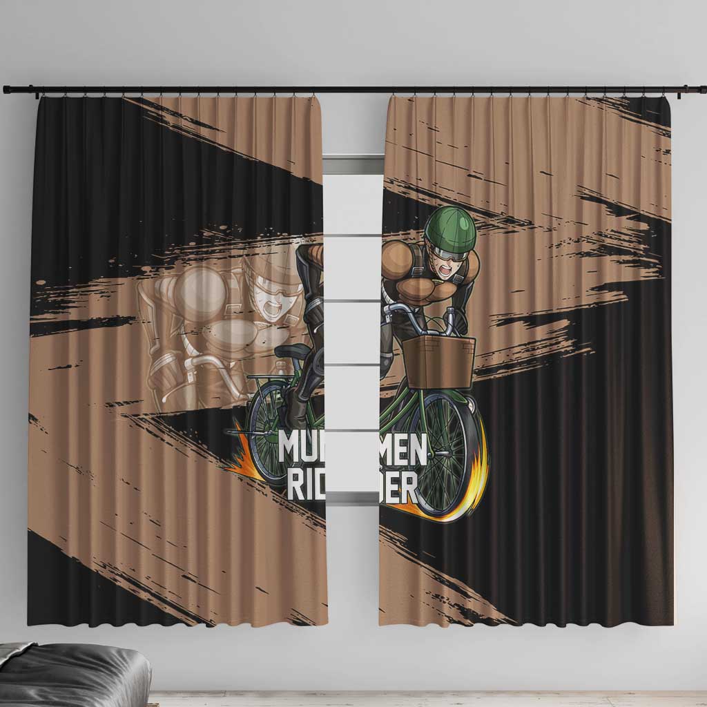 Mumen Rider One Punch Man Anime Brown and Black Window Curtain with Bicycle Hero Pose and Inspirational Determination Design - The Mazicc