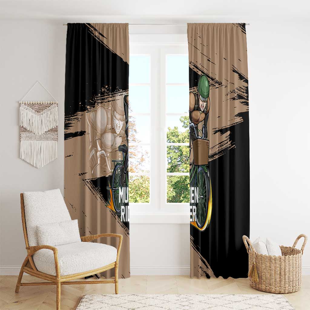 Mumen Rider One Punch Man Anime Brown and Black Window Curtain with Bicycle Hero Pose and Inspirational Determination Design - The Mazicc
