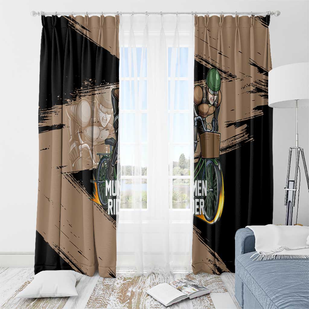 Mumen Rider One Punch Man Anime Brown and Black Window Curtain with Bicycle Hero Pose and Inspirational Determination Design - The Mazicc