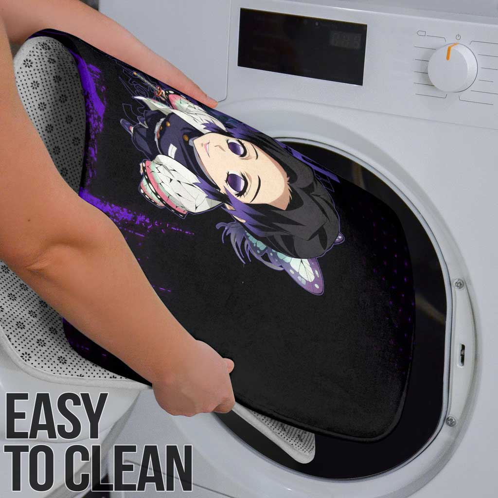 Shinobu Kocho Demon Slayer Purple Grunge Design Bathroom Set with Butterfly Theme and Calm Expression - The Mazicc