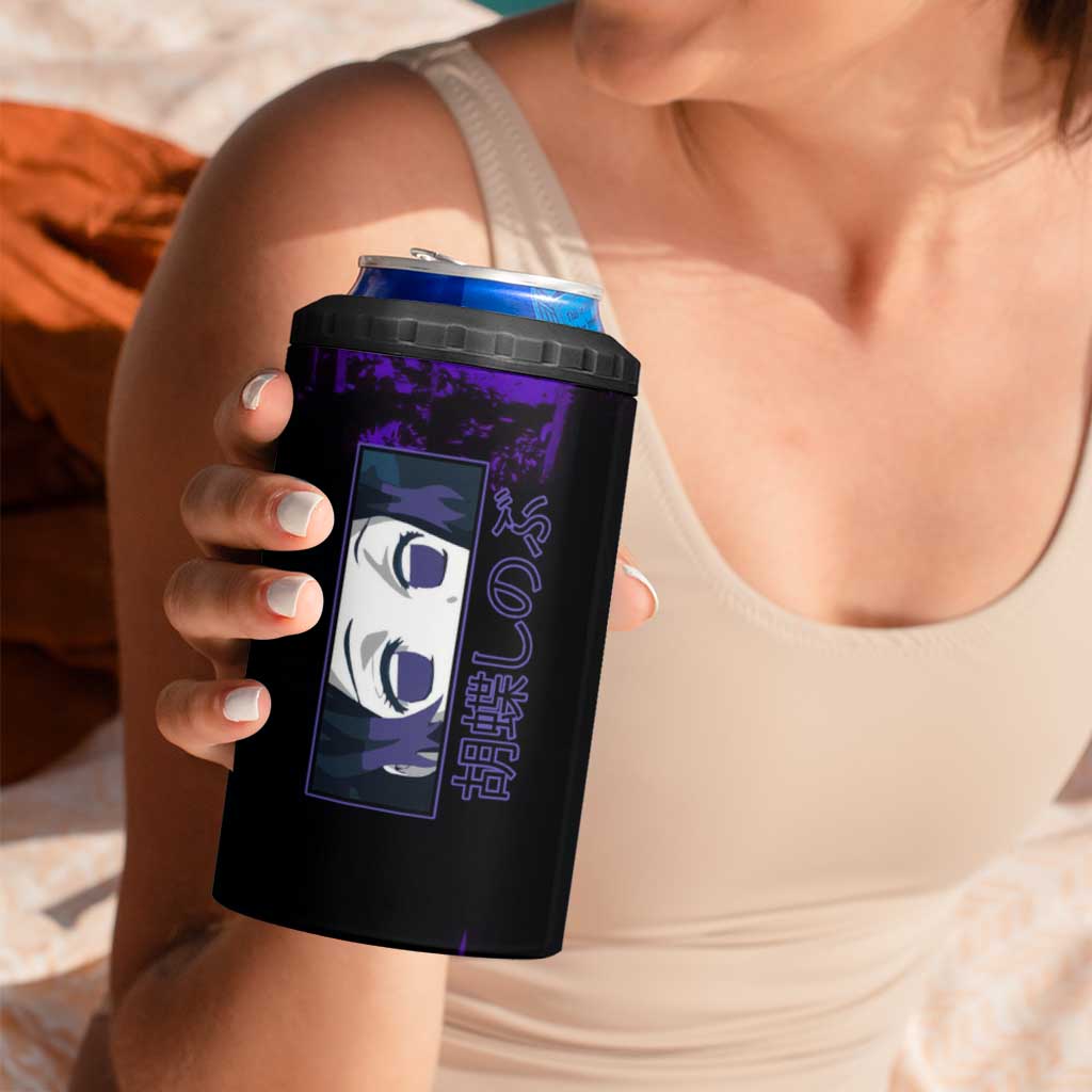Shinobu Kocho Demon Slayer Purple Grunge Design 4 in 1 Can Cooler Tumbler with Butterfly Theme and Calm Expression - The Mazicc