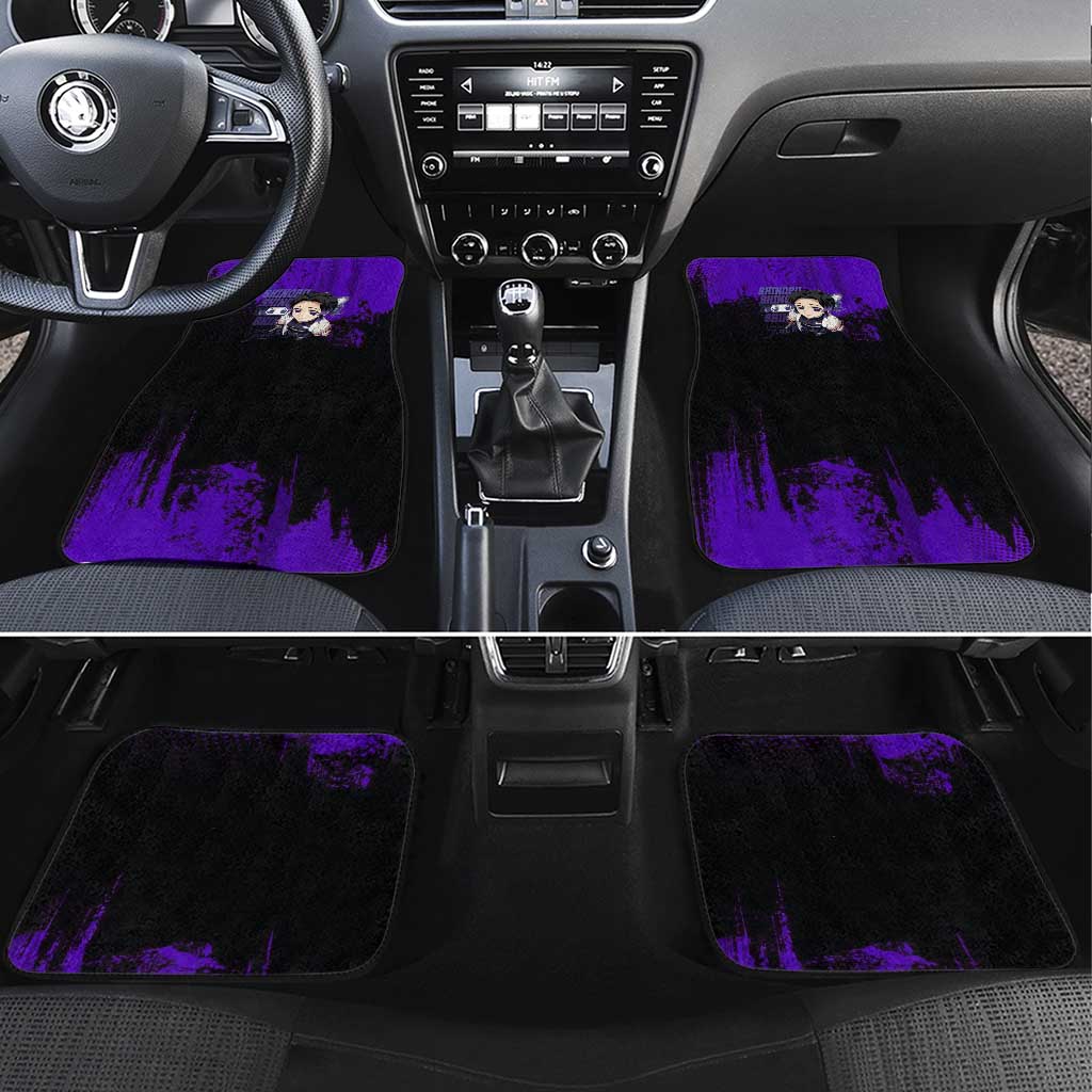 Shinobu Kocho Demon Slayer Purple Grunge Design Car Mats with Butterfly Theme and Calm Expression - The Mazicc