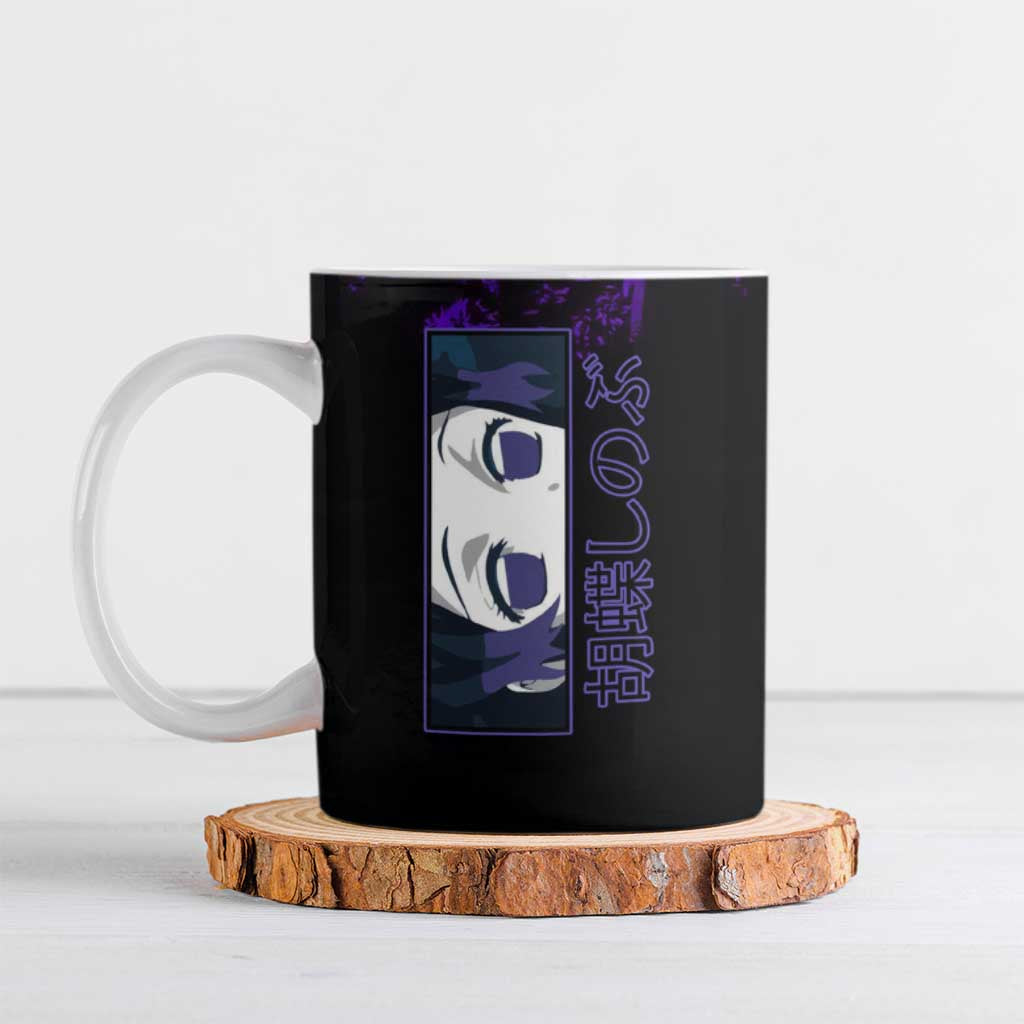Shinobu Kocho Demon Slayer Purple Grunge Design Ceramic Mug with Butterfly Theme and Calm Expression - The Mazicc