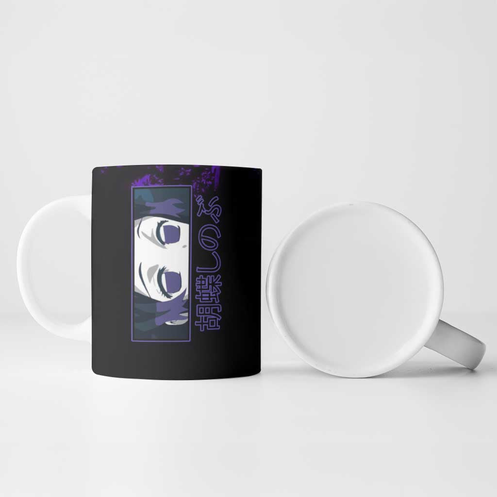 Shinobu Kocho Demon Slayer Purple Grunge Design Ceramic Mug with Butterfly Theme and Calm Expression - The Mazicc