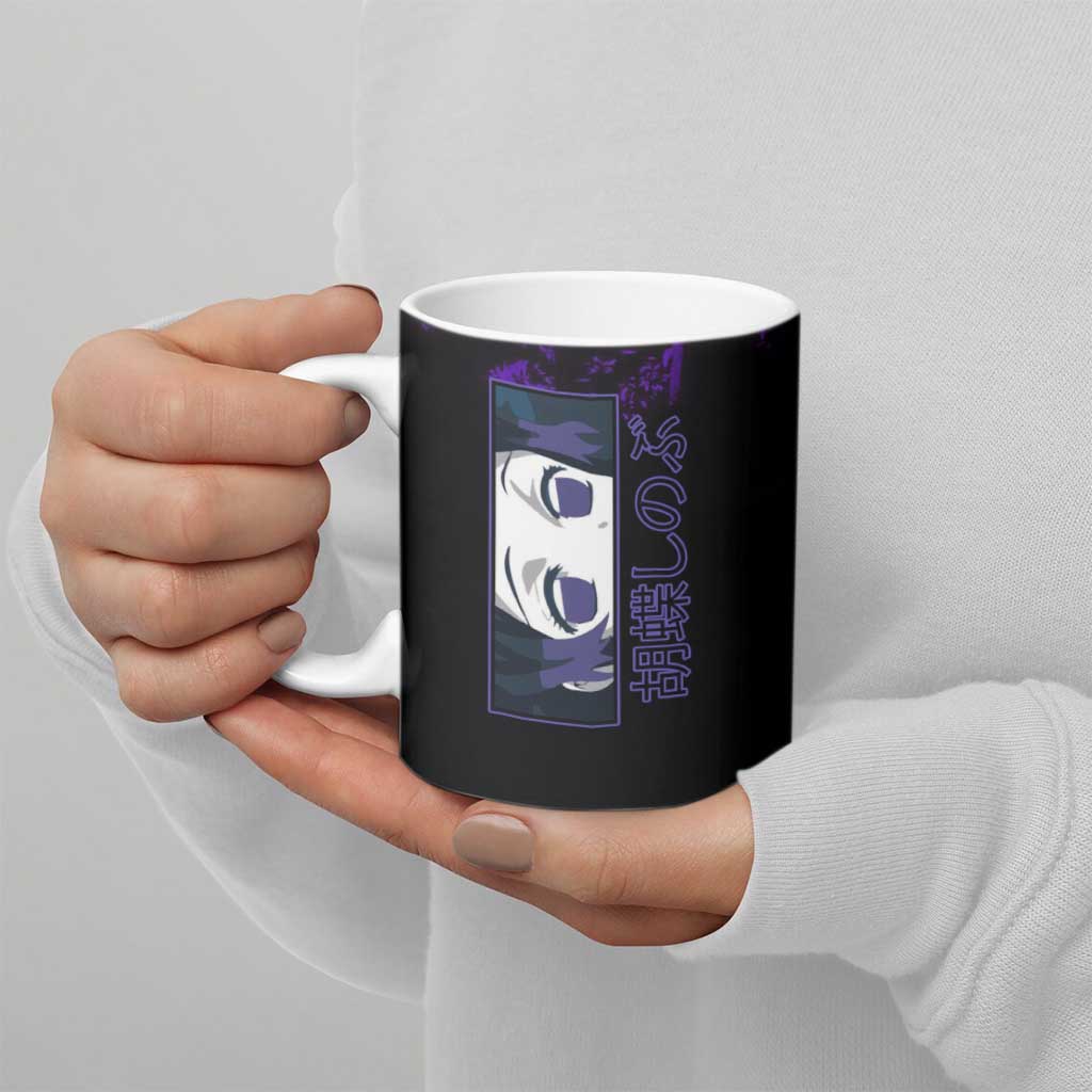Shinobu Kocho Demon Slayer Purple Grunge Design Ceramic Mug with Butterfly Theme and Calm Expression - The Mazicc