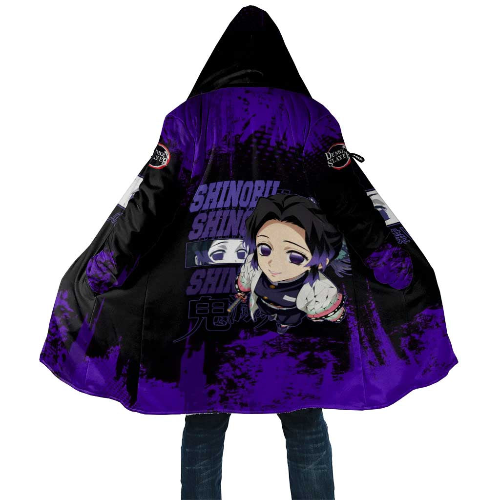 Shinobu Kocho Demon Slayer Purple Grunge Design Cloak with Butterfly Theme and Calm Expression - The Mazicc