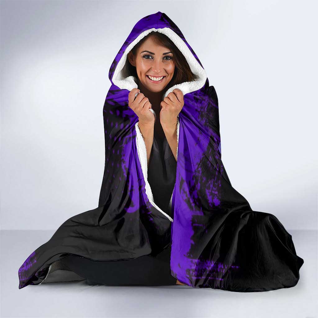 Shinobu Kocho Demon Slayer Purple Grunge Design Hooded Blanket with Butterfly Theme and Calm Expression - The Mazicc
