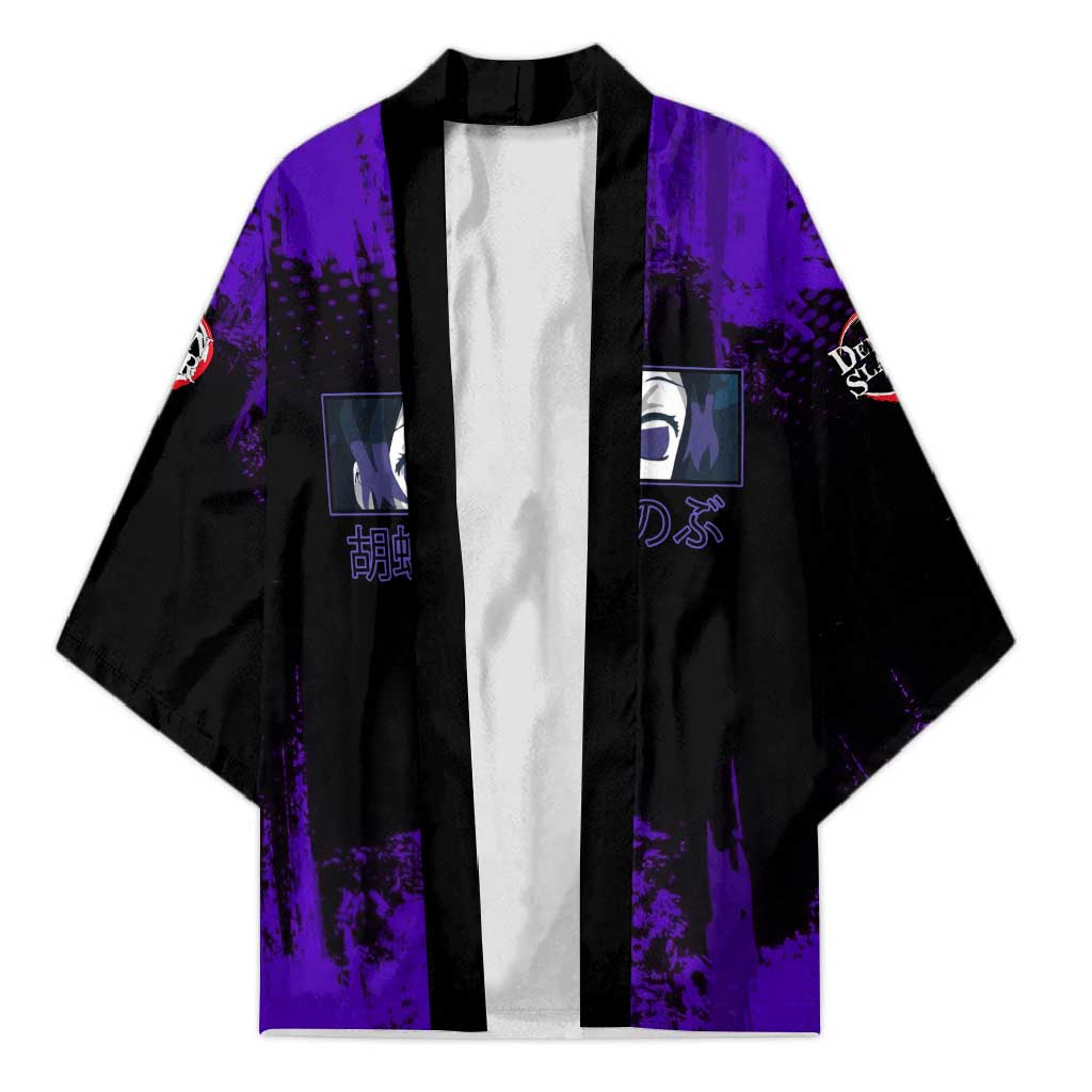 Shinobu Kocho Demon Slayer Purple Grunge Design Kimono with Butterfly Theme and Calm Expression - The Mazicc