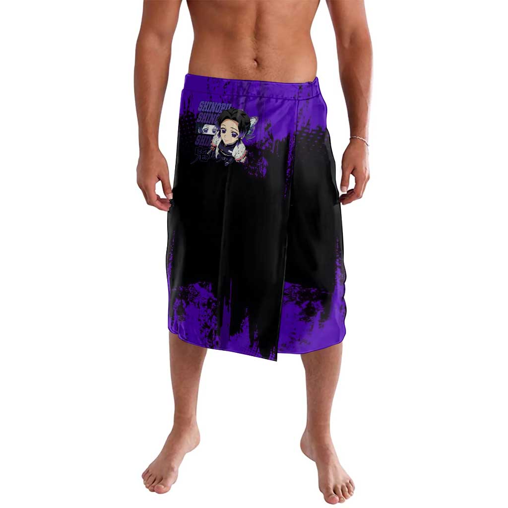 Shinobu Kocho Demon Slayer Purple Grunge Design Lavalava with Butterfly Theme and Calm Expression - The Mazicc
