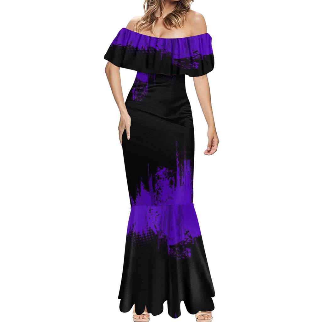 Shinobu Kocho Demon Slayer Purple Grunge Design Mermaid Dress with Butterfly Theme and Calm Expression - The Mazicc