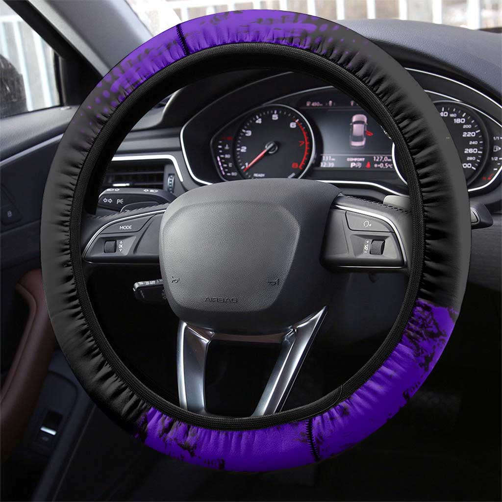 Shinobu Kocho Demon Slayer Purple Grunge Design Steering Wheel Cover with Butterfly Theme and Calm Expression - The Mazicc