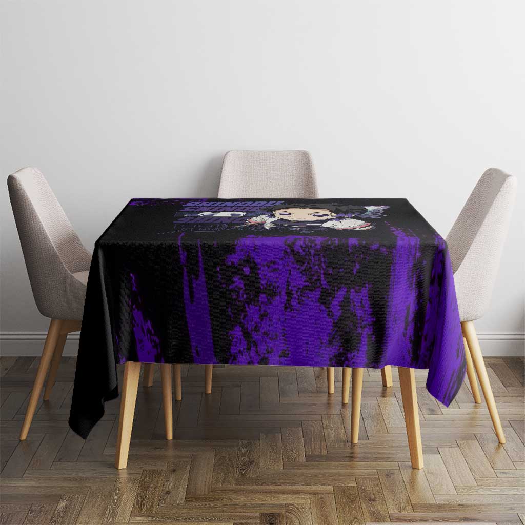 Shinobu Kocho Demon Slayer Purple Grunge Design Tablecloth with Butterfly Theme and Calm Expression - The Mazicc