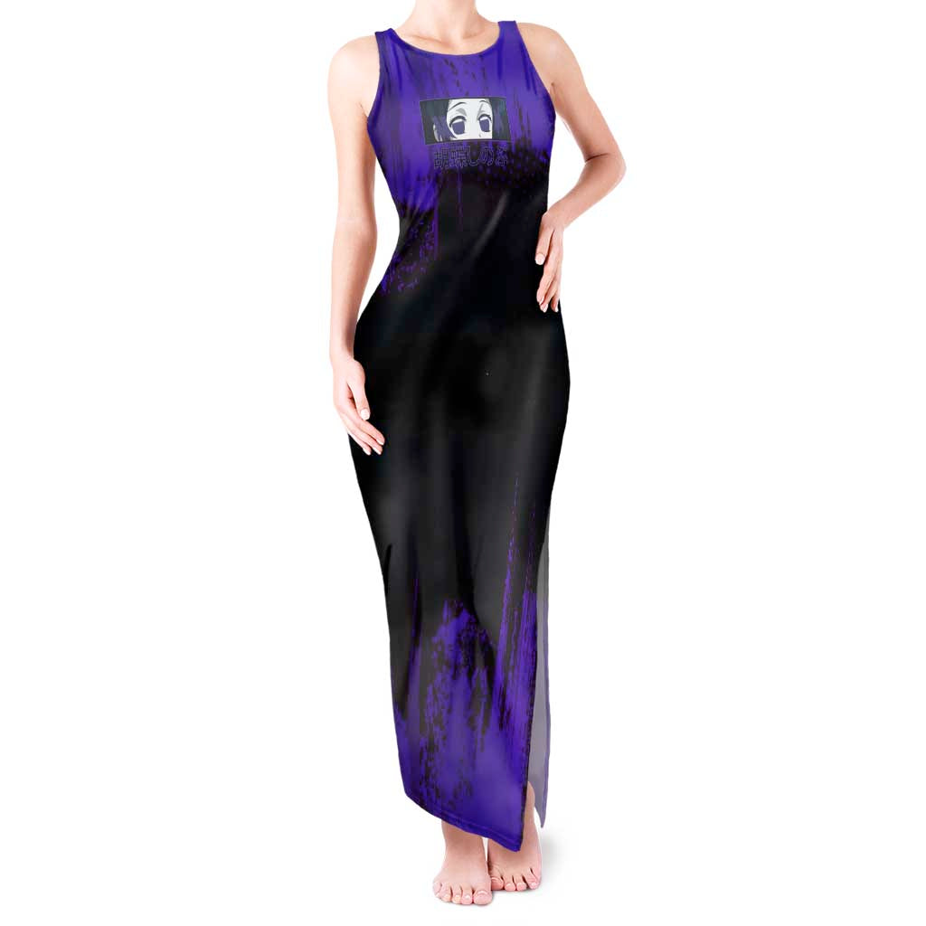 Shinobu Kocho Demon Slayer Purple Grunge Design Tank Maxi Dress with Butterfly Theme and Calm Expression - The Mazicc