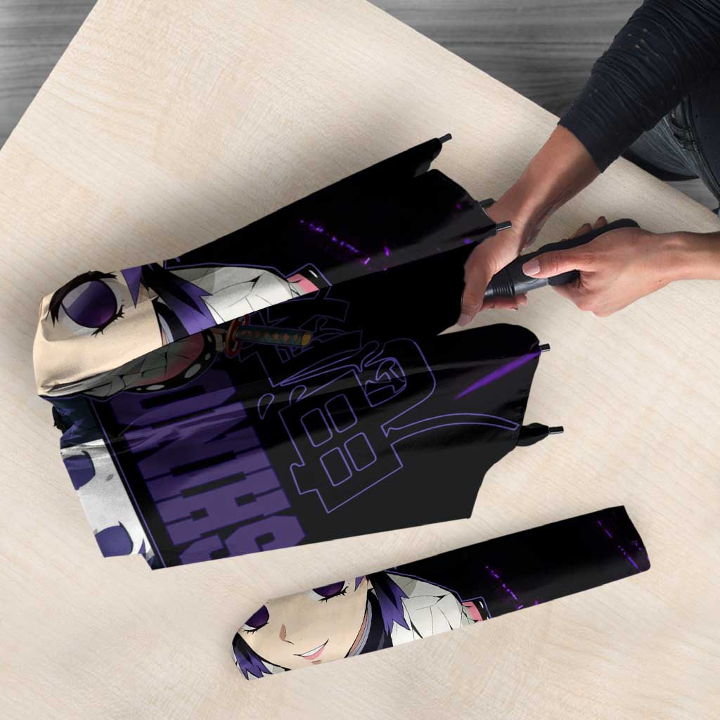 Shinobu Kocho Demon Slayer Purple Grunge Design Umbrella with Butterfly Theme and Calm Expression - The Mazicc