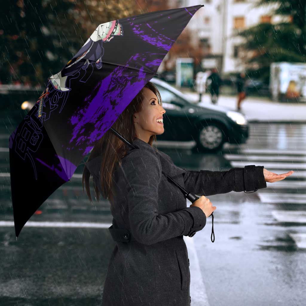Shinobu Kocho Demon Slayer Purple Grunge Design Umbrella with Butterfly Theme and Calm Expression - The Mazicc