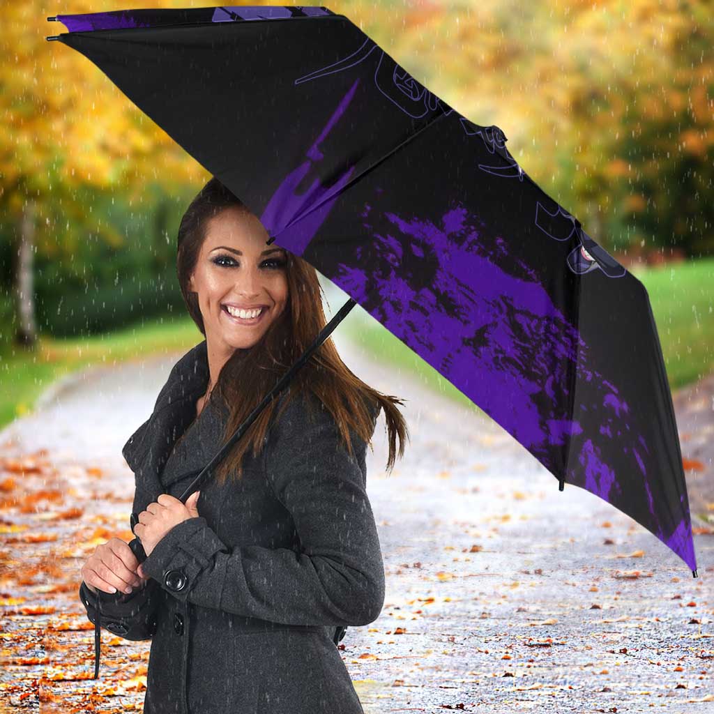 Shinobu Kocho Demon Slayer Purple Grunge Design Umbrella with Butterfly Theme and Calm Expression - The Mazicc