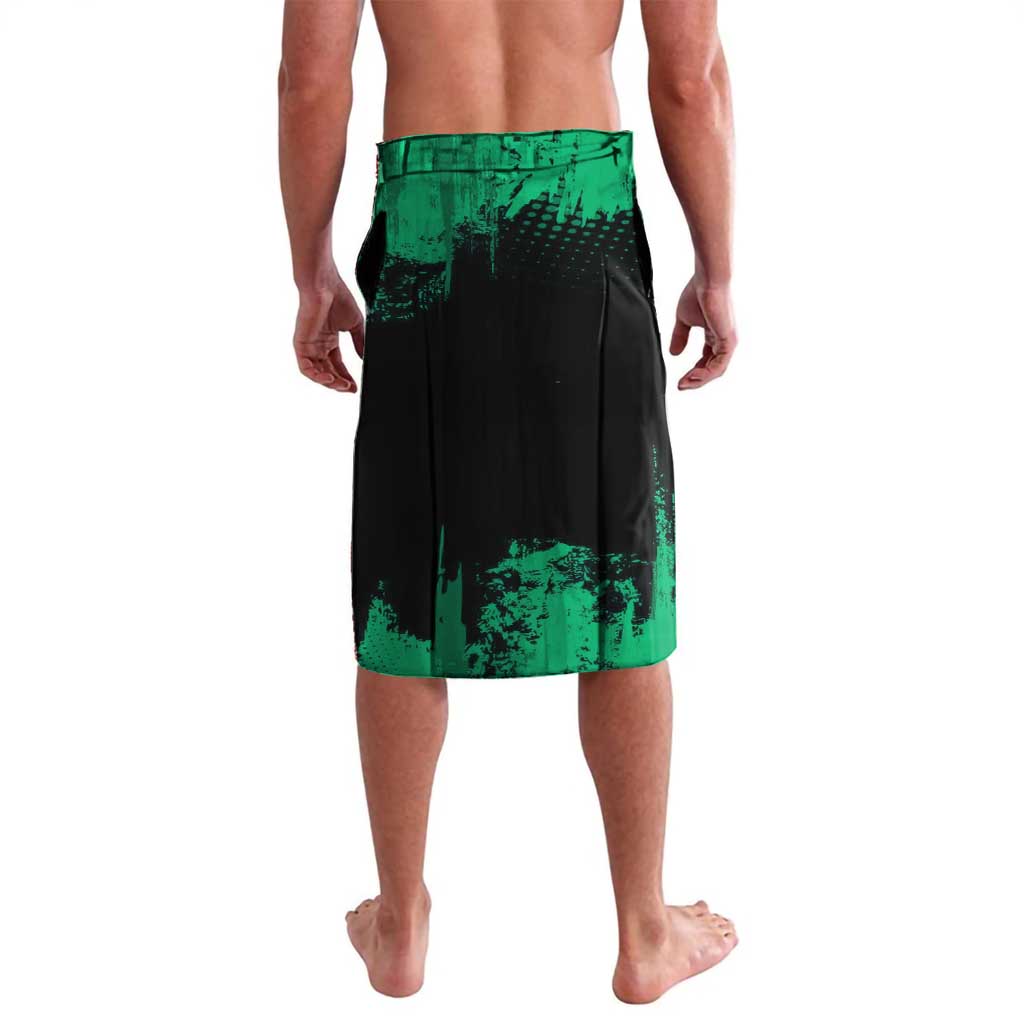 Tanjiro Kamado Demon Slayer Green Grunge Design Lavalava with Determined Eyes and Classic Checkered Haori - The Mazicc