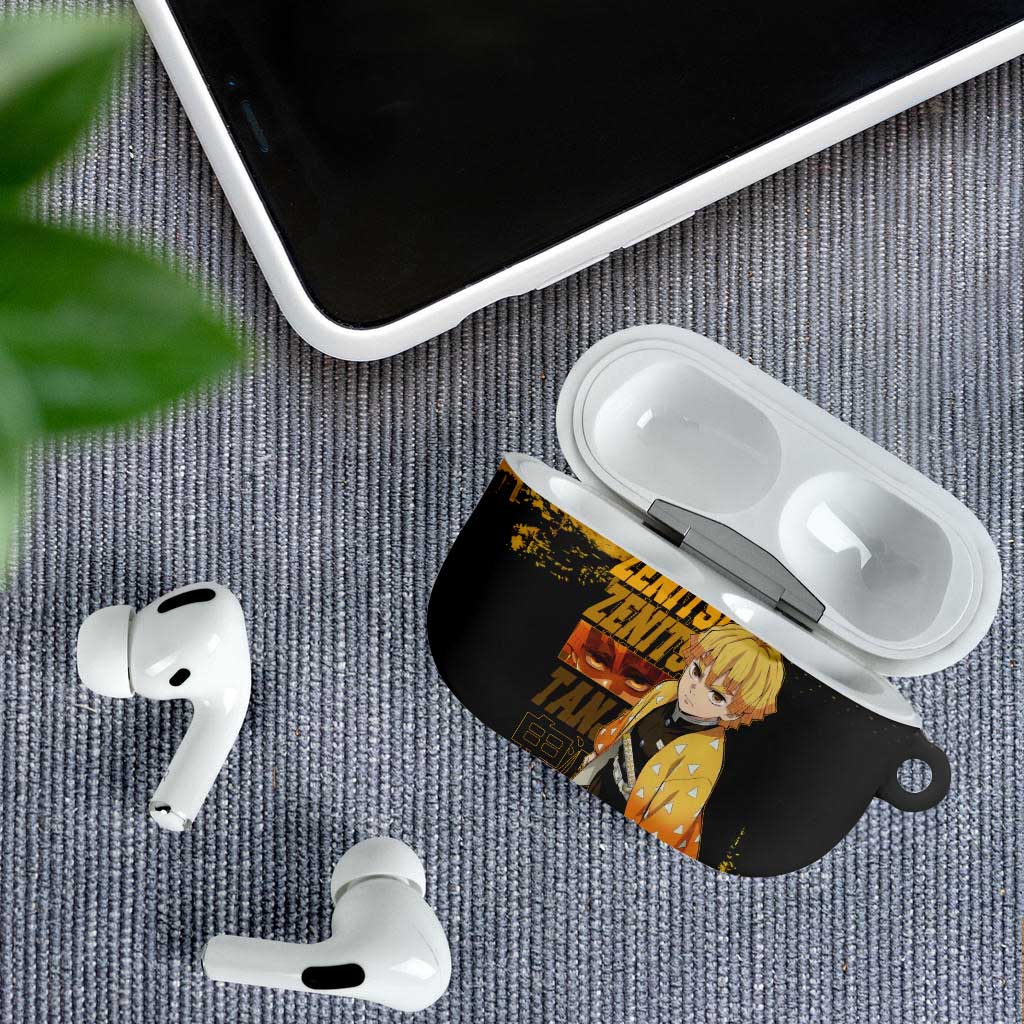 Zenitsu Agatsuma Demon Slayer Yellow Grunge Design AirPods Case with Lightning Eyes and Bold Pose - The Mazicc