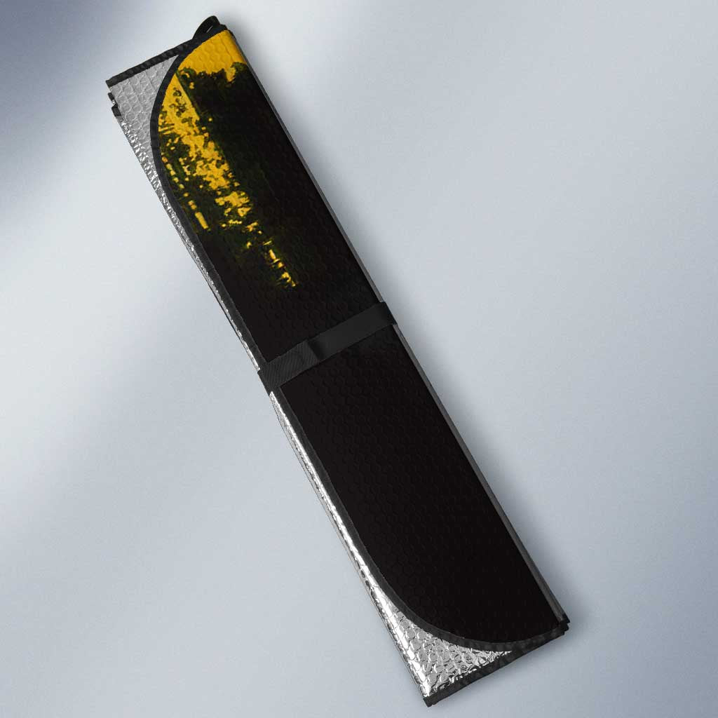 Zenitsu Agatsuma Demon Slayer Yellow Grunge Design Auto Sun Shade with Lightning Eyes and Bold Pose - The Mazicc