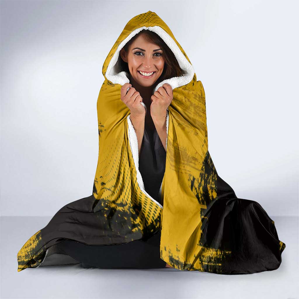 Zenitsu Agatsuma Demon Slayer Yellow Grunge Design Hooded Blanket with Lightning Eyes and Bold Pose - The Mazicc