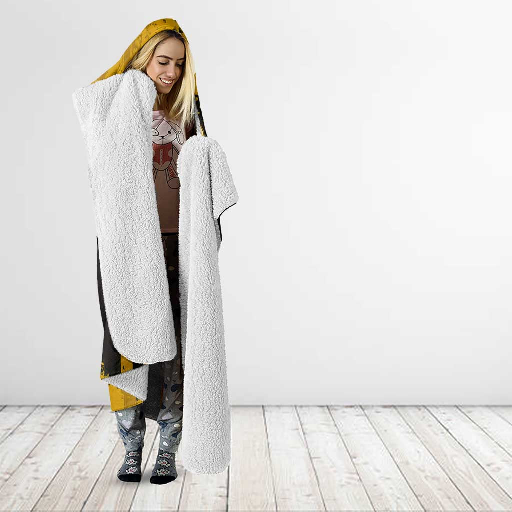 Zenitsu Agatsuma Demon Slayer Yellow Grunge Design Hooded Blanket with Lightning Eyes and Bold Pose - The Mazicc