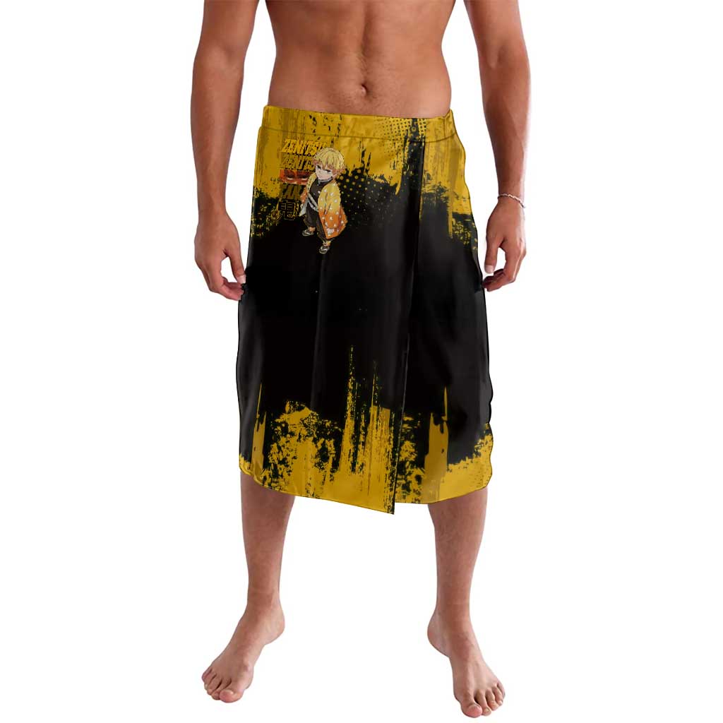 Zenitsu Agatsuma Demon Slayer Yellow Grunge Design Lavalava with Lightning Eyes and Bold Pose - The Mazicc