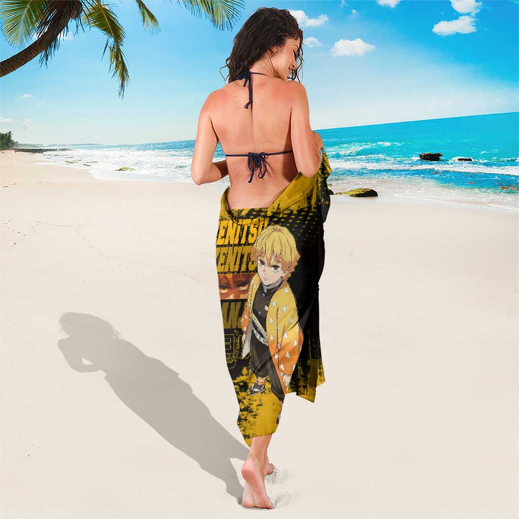 Zenitsu Agatsuma Demon Slayer Yellow Grunge Design Sarong with Lightning Eyes and Bold Pose - The Mazicc