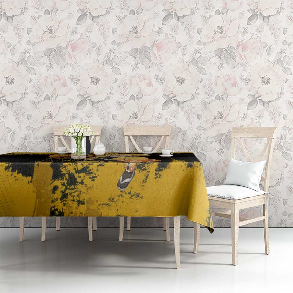 Zenitsu Agatsuma Demon Slayer Yellow Grunge Design Tablecloth with Lightning Eyes and Bold Pose - The Mazicc