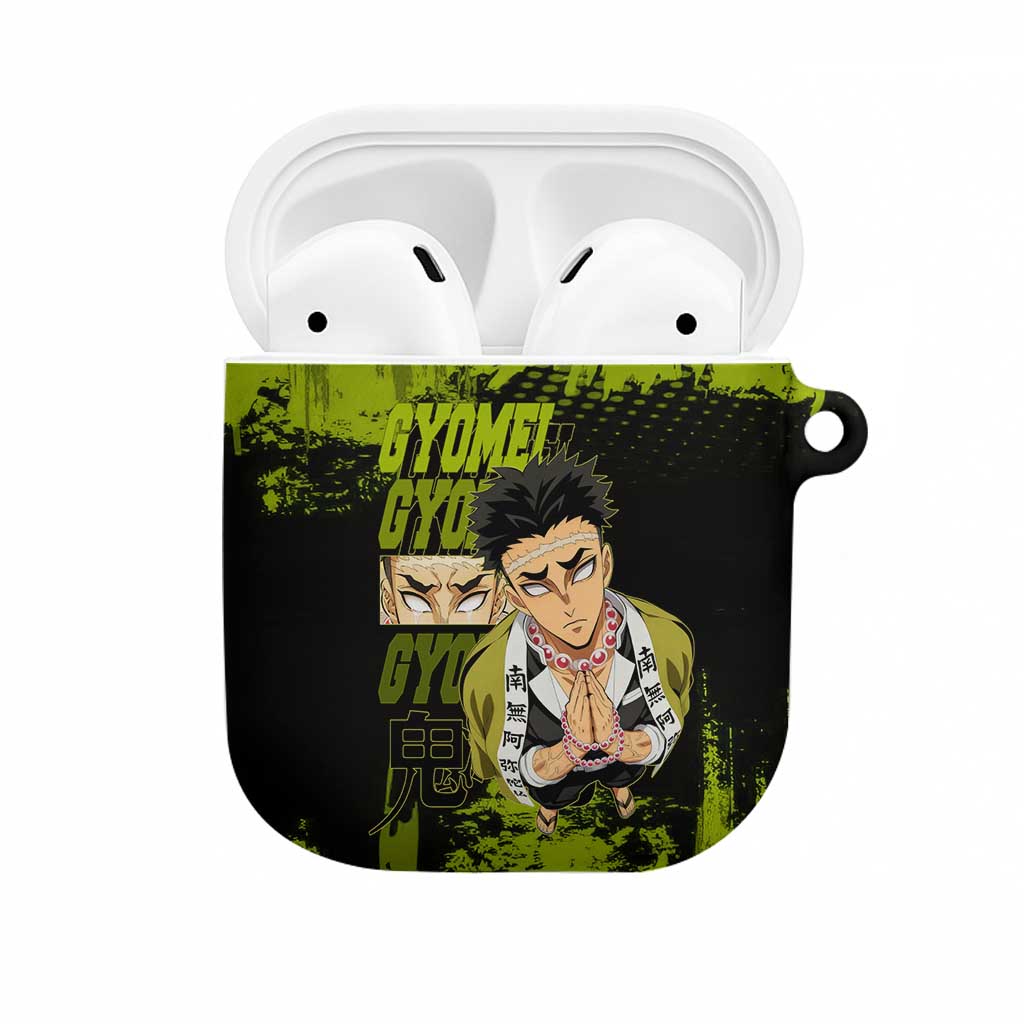 Gyomei Himejima Demon Slayer Bold Green Theme AirPods Case with Prayer Pose and Intense Expression Design - The Mazicc