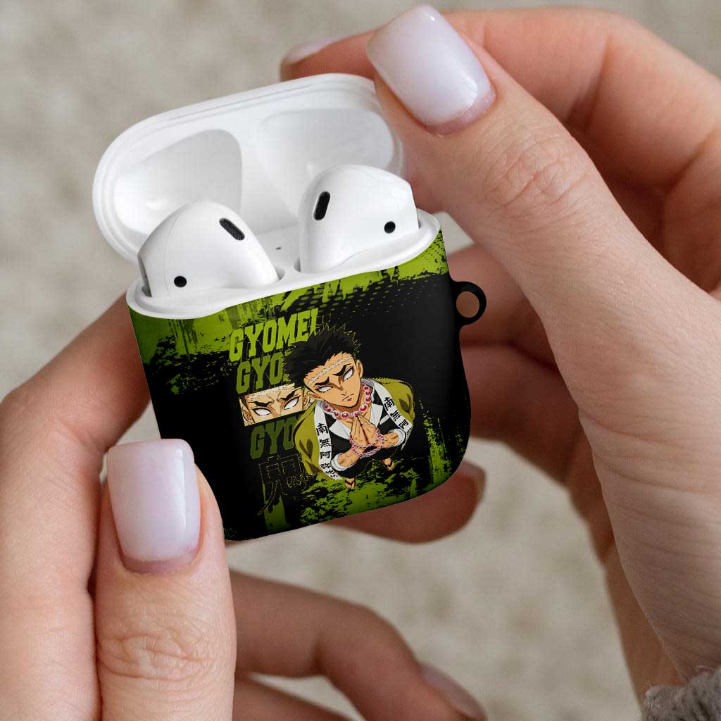 Gyomei Himejima Demon Slayer Bold Green Theme AirPods Case with Prayer Pose and Intense Expression Design - The Mazicc