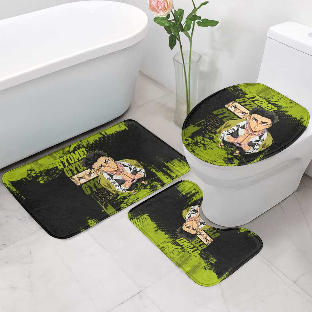 Gyomei Himejima Demon Slayer Bold Green Theme Bathroom Set with Prayer Pose and Intense Expression Design - The Mazicc