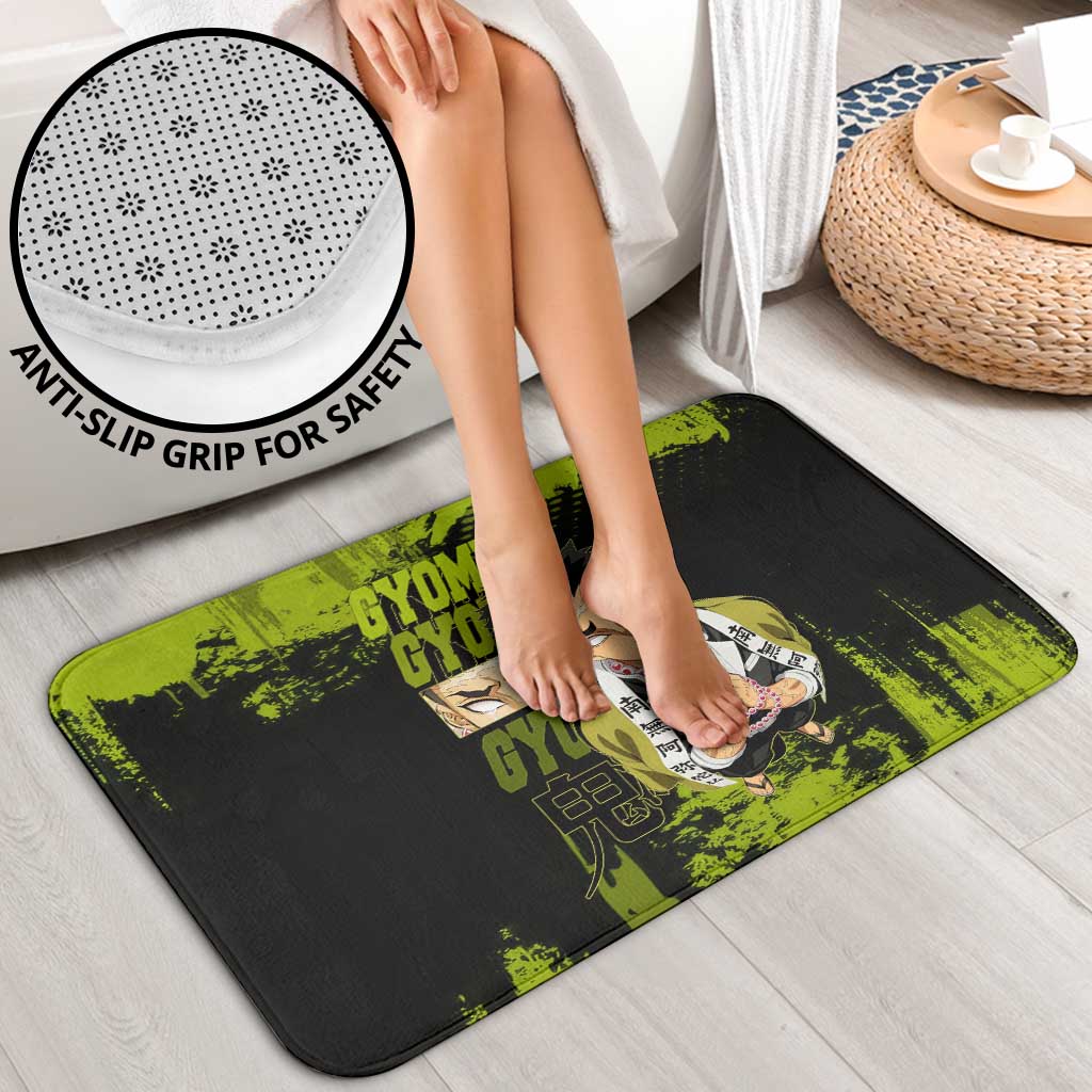 Gyomei Himejima Demon Slayer Bold Green Theme Bathroom Set with Prayer Pose and Intense Expression Design - The Mazicc