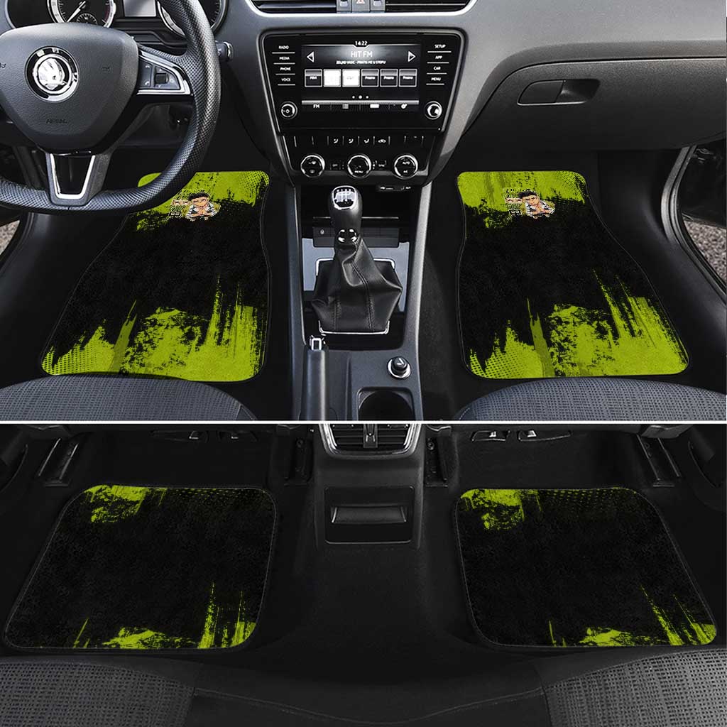 Gyomei Himejima Demon Slayer Bold Green Theme Car Mats with Prayer Pose and Intense Expression Design - The Mazicc