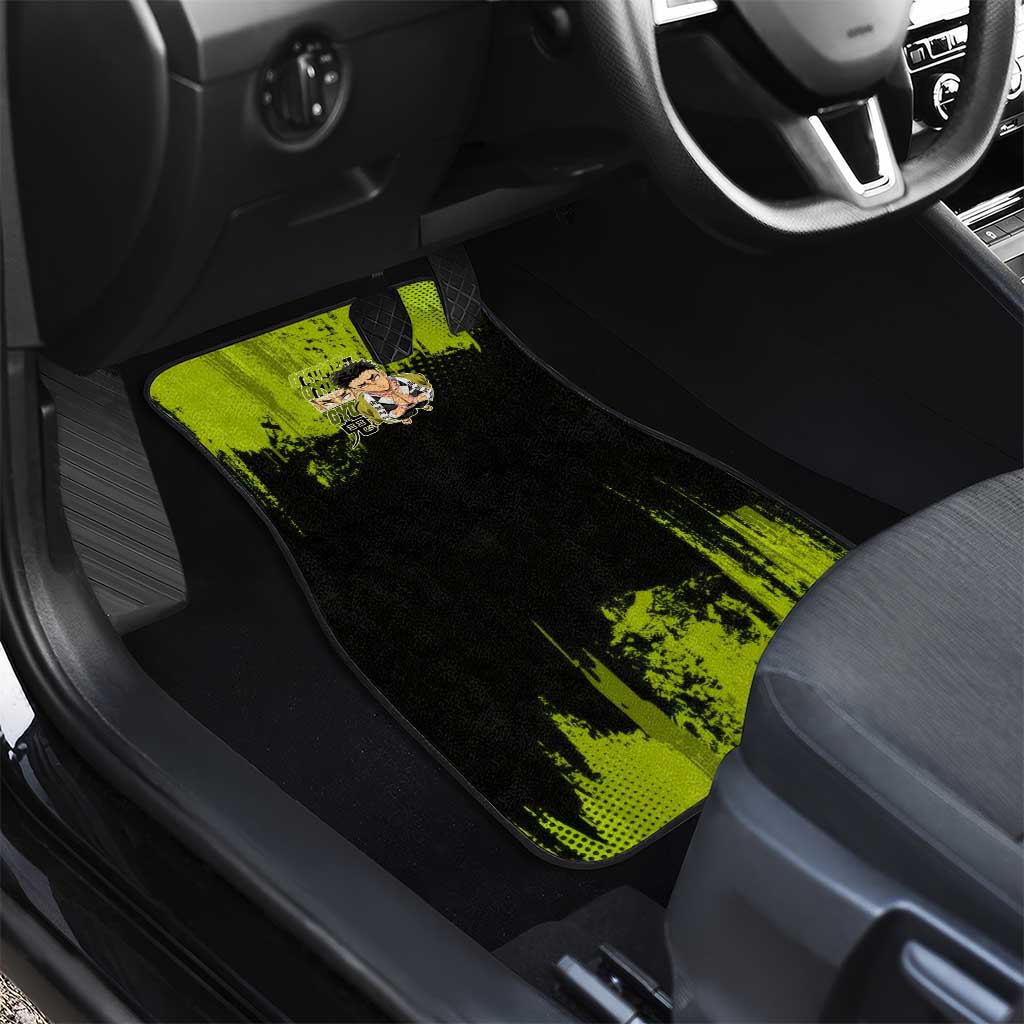 Gyomei Himejima Demon Slayer Bold Green Theme Car Mats with Prayer Pose and Intense Expression Design - The Mazicc