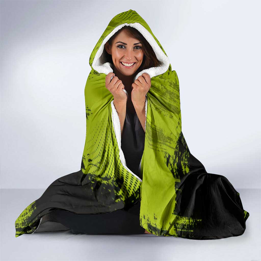 Gyomei Himejima Demon Slayer Bold Green Theme Hooded Blanket with Prayer Pose and Intense Expression Design - The Mazicc