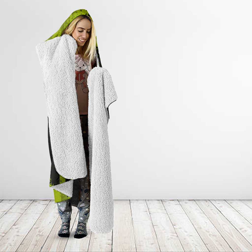 Gyomei Himejima Demon Slayer Bold Green Theme Hooded Blanket with Prayer Pose and Intense Expression Design - The Mazicc