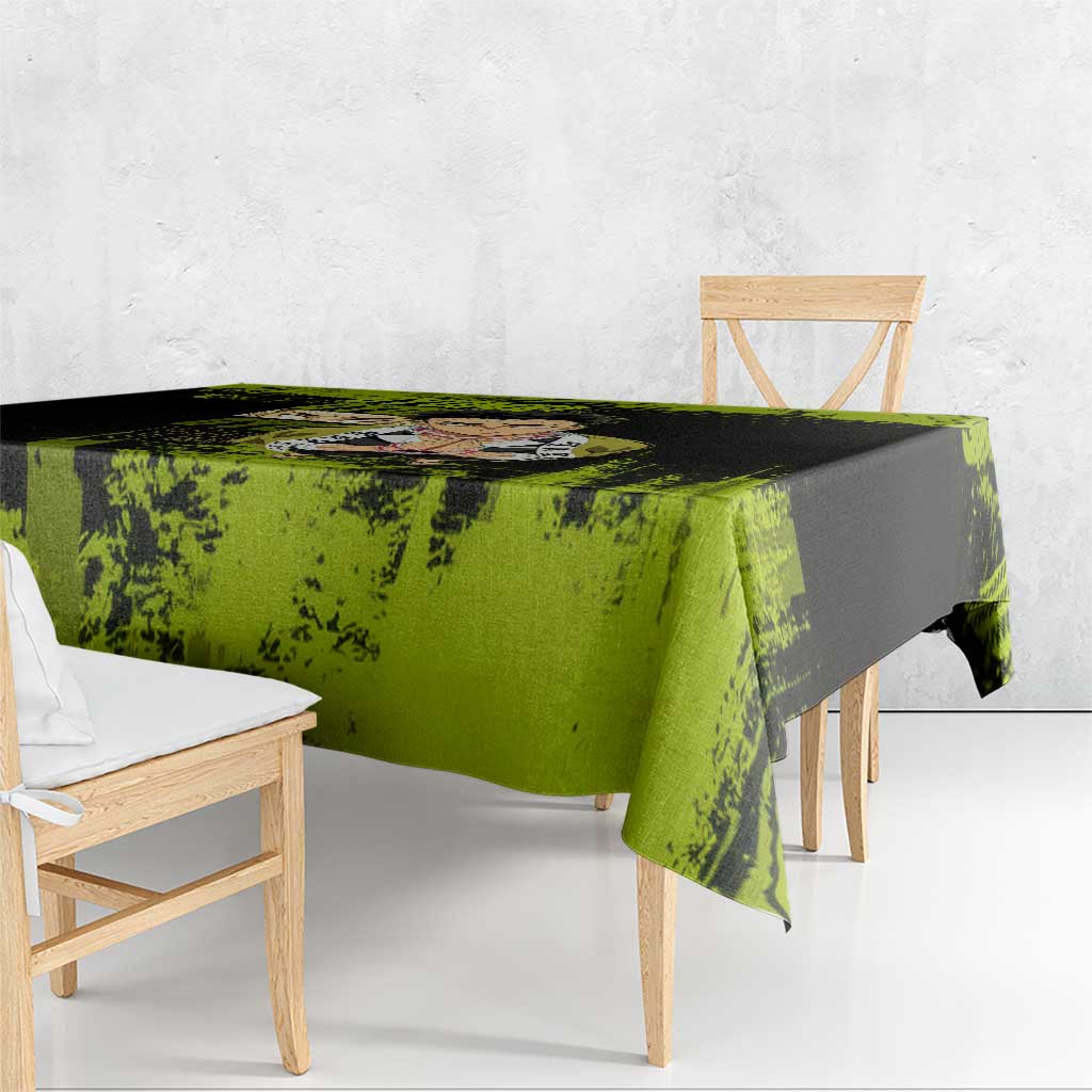 Gyomei Himejima Demon Slayer Bold Green Theme Tablecloth with Prayer Pose and Intense Expression Design - The Mazicc