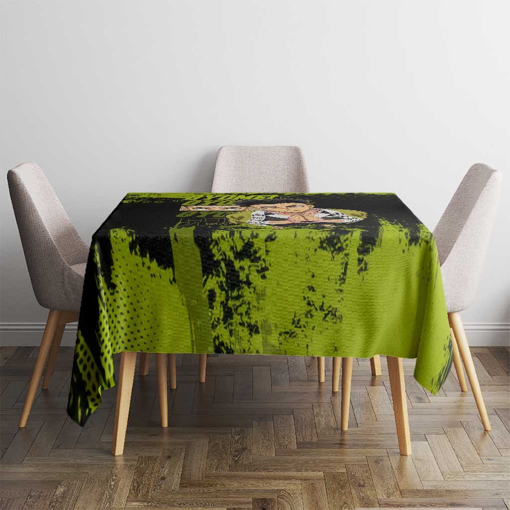 Gyomei Himejima Demon Slayer Bold Green Theme Tablecloth with Prayer Pose and Intense Expression Design - The Mazicc